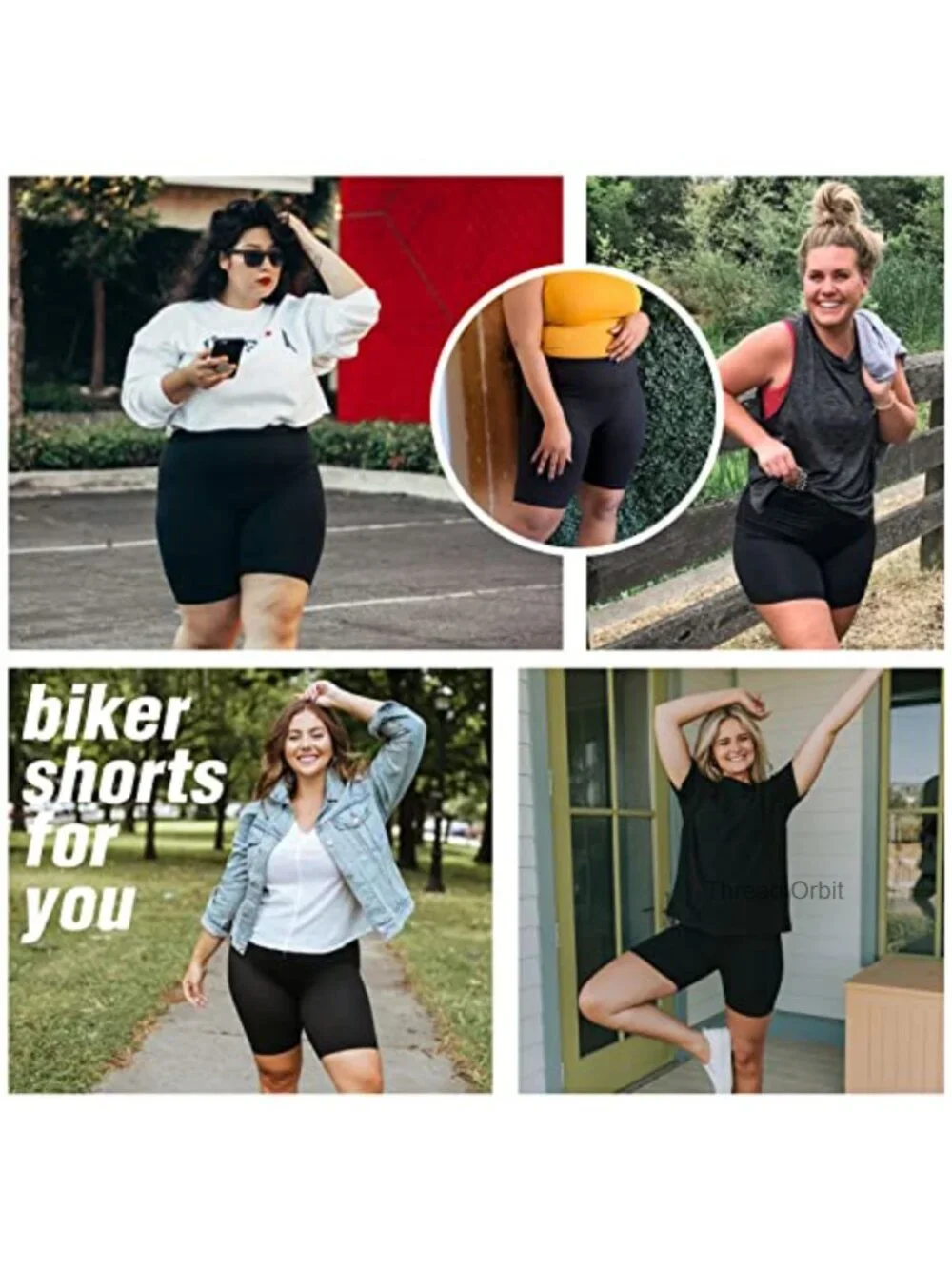 Plus Size High Waisted Biker Shorts 3 Pack with Tummy Control